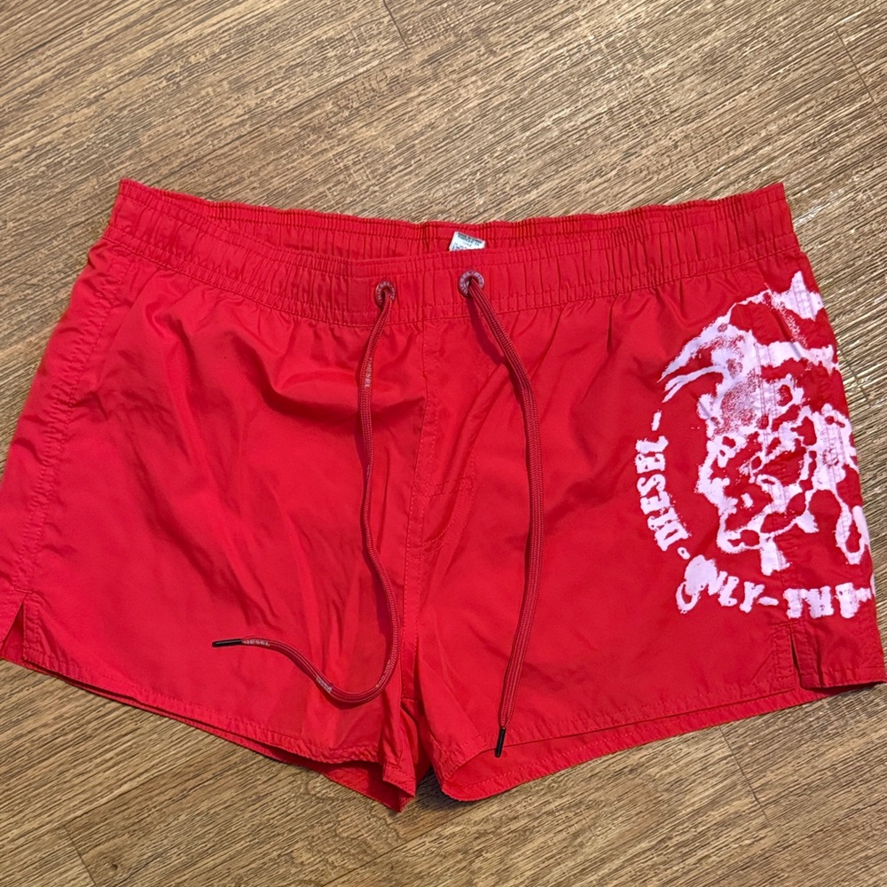 Vintage Diesel Men's Bold Red Swim Trunks